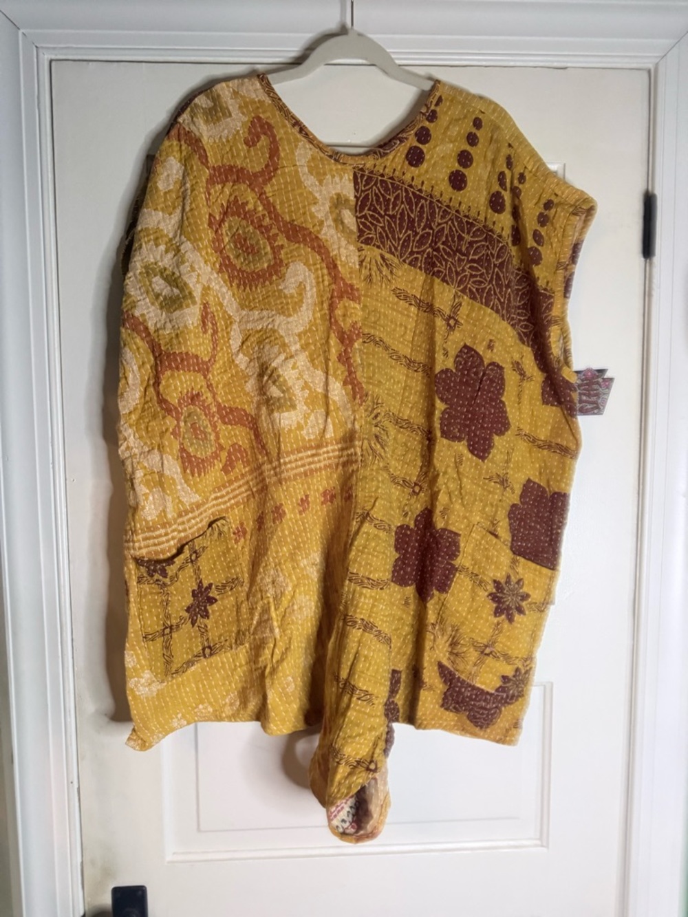Kantha Bae Boho Patchwork Mustard Yellow Shirt Jumpsuit